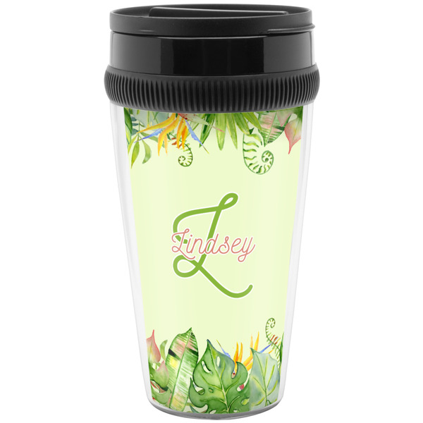 Custom Tropical Leaves Border Acrylic Travel Mug without Handle (Personalized)