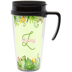 Tropical Leaves Border Acrylic Travel Mug with Handle (Personalized)