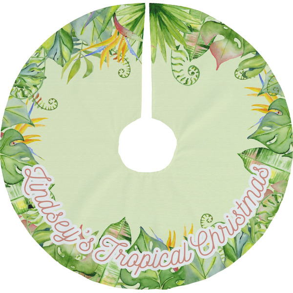 Custom Tropical Leaves Border Tree Skirt (Personalized)