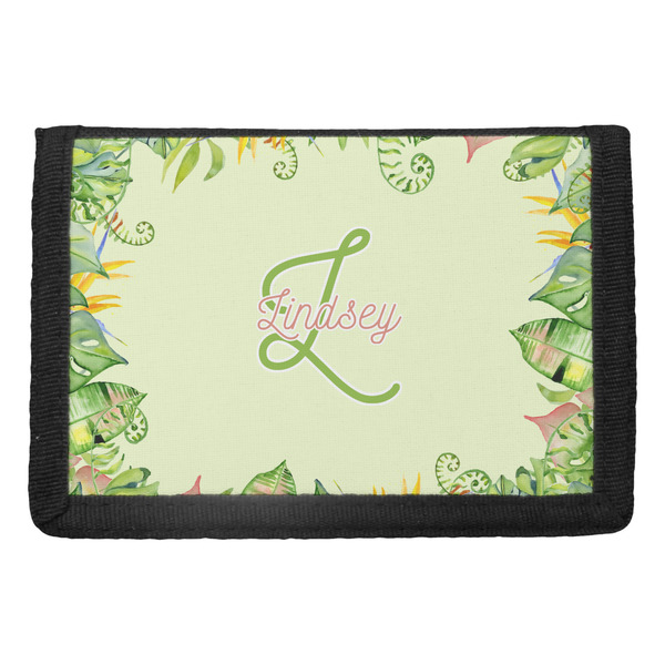 Custom Tropical Leaves Border Trifold Wallet (Personalized)