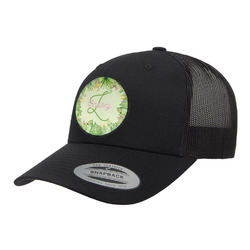 Tropical Leaves Border Trucker Hat - Black (Personalized)