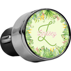 Tropical Leaves Border USB Car Charger (Personalized)