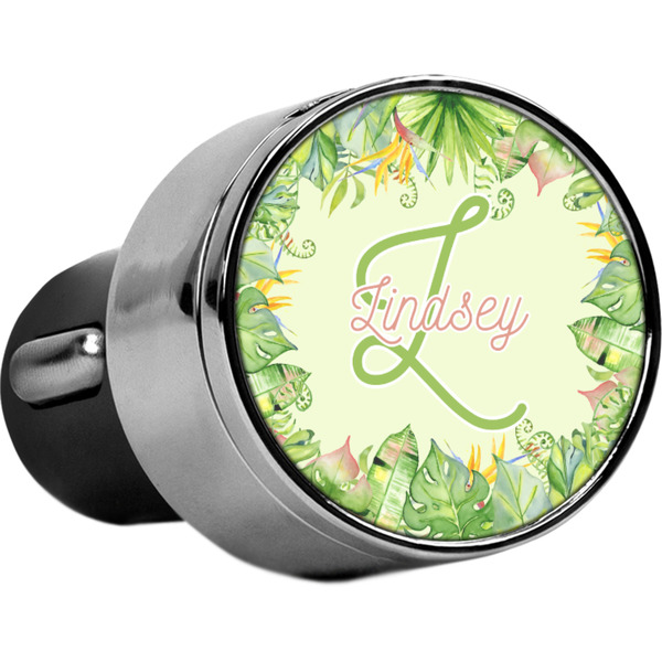 Custom Tropical Leaves Border USB Car Charger (Personalized)