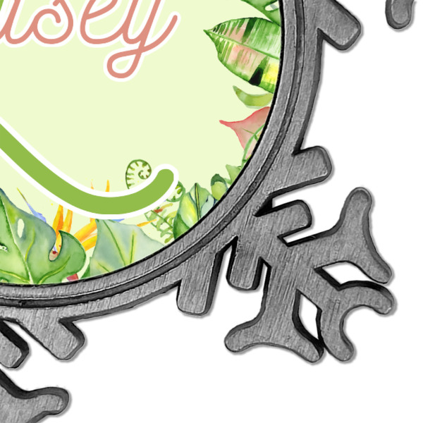 Tropical Leaves Border Vintage Snowflake - Detail