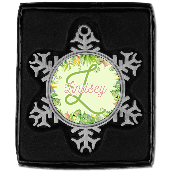 Tropical Leaves Border Vintage Snowflake - In box