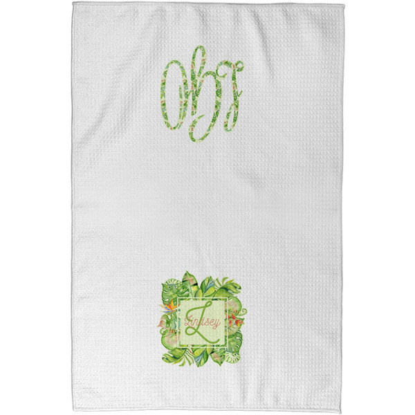 Tropical Leaves Border Waffle Towel - Partial Print - Approval Image