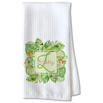 Tropical Leaves Border Kitchen Towel - Waffle Weave - Partial Print (Personalized)