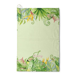Tropical Leaves Border Waffle Weave Golf Towel (Personalized)