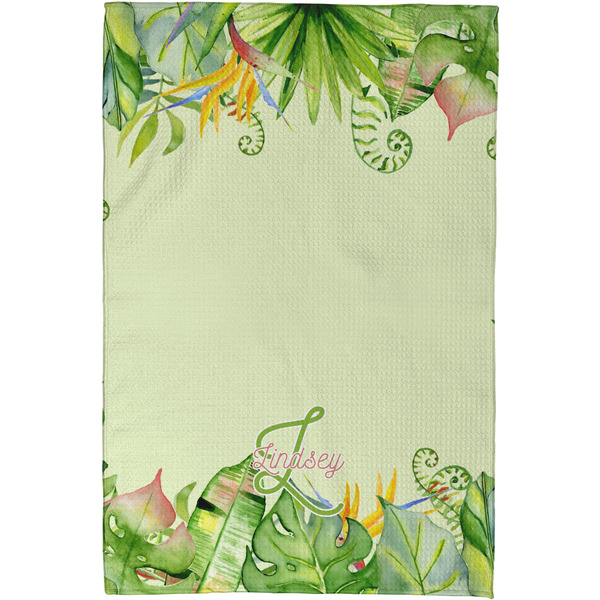 Tropical Leaves Border Waffle Weave Towel - Full Color Print - Approval Image