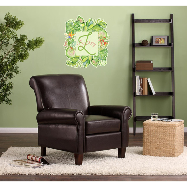 Tropical Leaves Border Wall Graphic on Living Room Wall