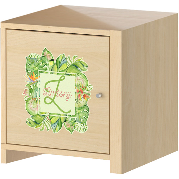 Tropical Leaves Border Wall Graphic on Wooden Cabinet