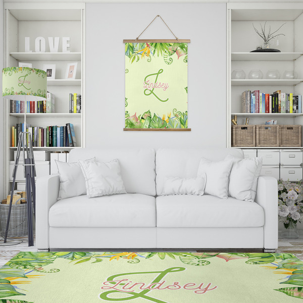 Tropical Leaves Border Wall Hanging Tapestry - Portrait - IN CONTEXT