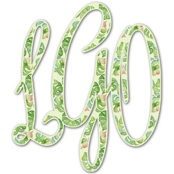 Tropical Leaves Border Monogram Decal - Custom Sizes (Personalized)