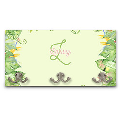 Tropical Leaves Border Wall Mounted Coat Rack (Personalized)