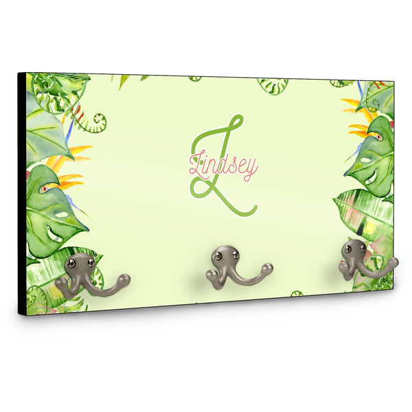 Tropical Leaves Border Wall Mounted Coat Hanger - Side View