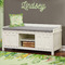 Tropical Leaves Border Wall Name Decal Above Storage bench