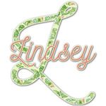 Tropical Leaves Border Name & Initial Decal - Up to 18"x18" (Personalized)