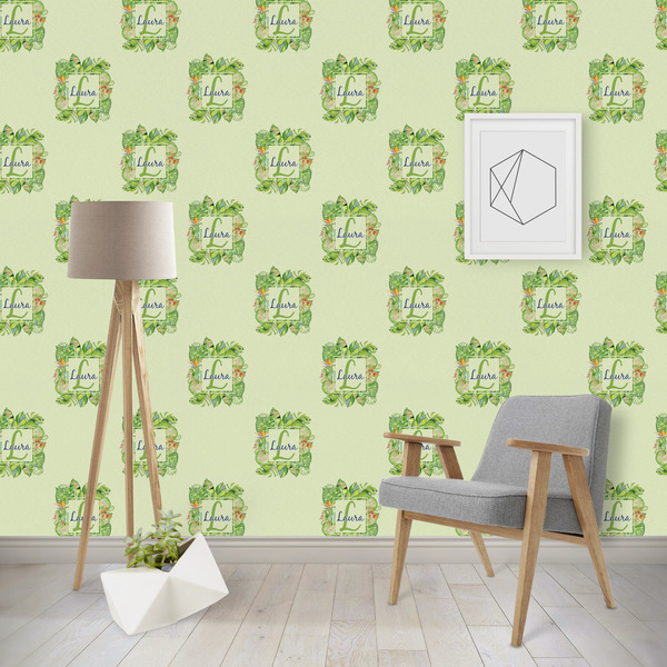 Custom Tropical Leaves Border Wallpaper & Surface Covering (Water Activated - Removable)
