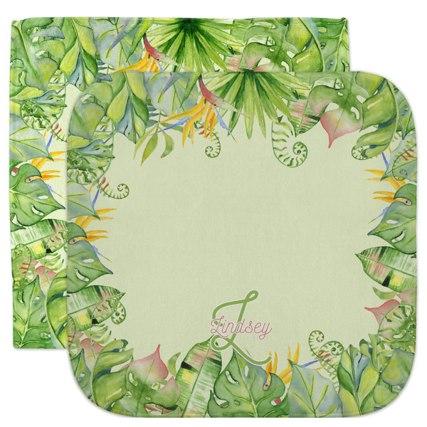 Custom Tropical Leaves Border Facecloth / Wash Cloth (Personalized)