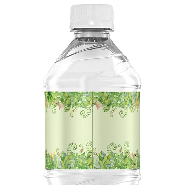 Tropical Leaves Border Water Bottle Label - Back View