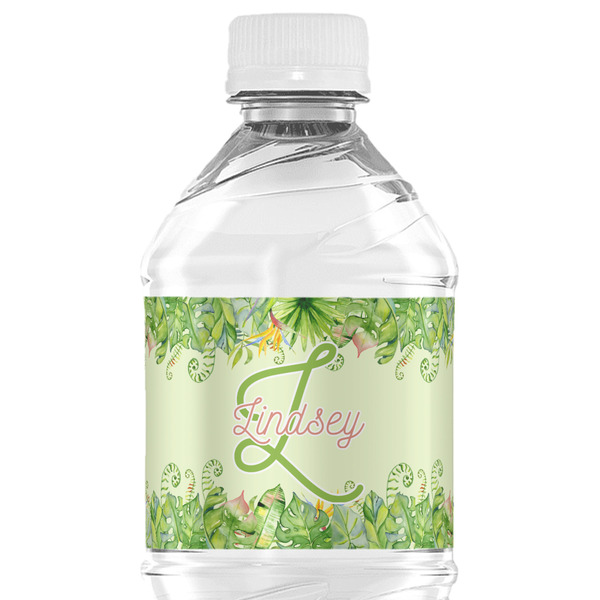 Custom Tropical Leaves Border Water Bottle Labels - Custom Sized (Personalized)