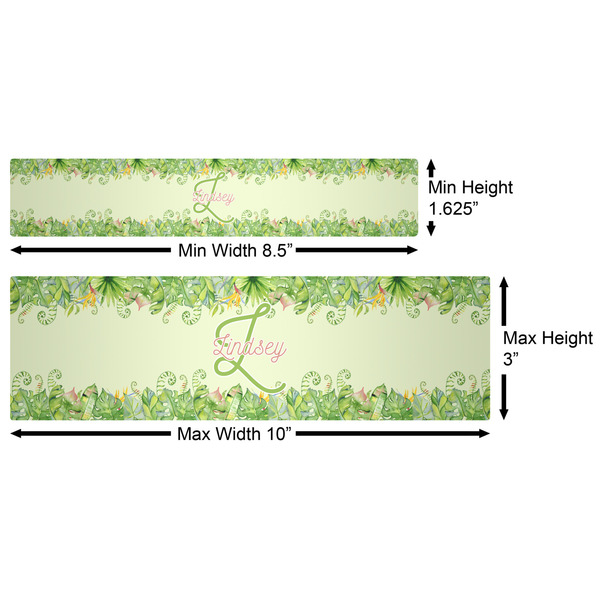 Tropical Leaves Border Water Bottle Labels w/ Dimensions