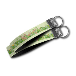 Tropical Leaves Border Wristlet Webbing Keychain Fob (Personalized)