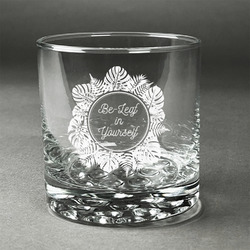Tropical Leaves Border Whiskey Glass - Engraved (Personalized)