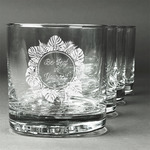 Tropical Leaves Border Whiskey Glasses (Set of 4) (Personalized)