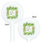 Tropical Leaves Border White Plastic 5.5" Stir Stick - Double Sided - Round - Front & Back