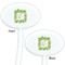 Tropical Leaves Border White Plastic 7" Stir Stick - Double Sided - Oval - Front & Back
