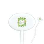 Tropical Leaves Border 7" Oval Plastic Stir Sticks - White - Single Sided (Personalized)