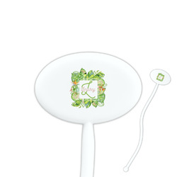 Tropical Leaves Border 7" Oval Plastic Stir Sticks - White - Double Sided (Personalized)
