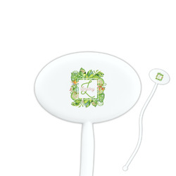 Tropical Leaves Border Oval Plastic Stir Sticks (Personalized)