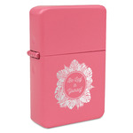 Tropical Leaves Border Windproof Lighter - Pink - Double Sided (Personalized)