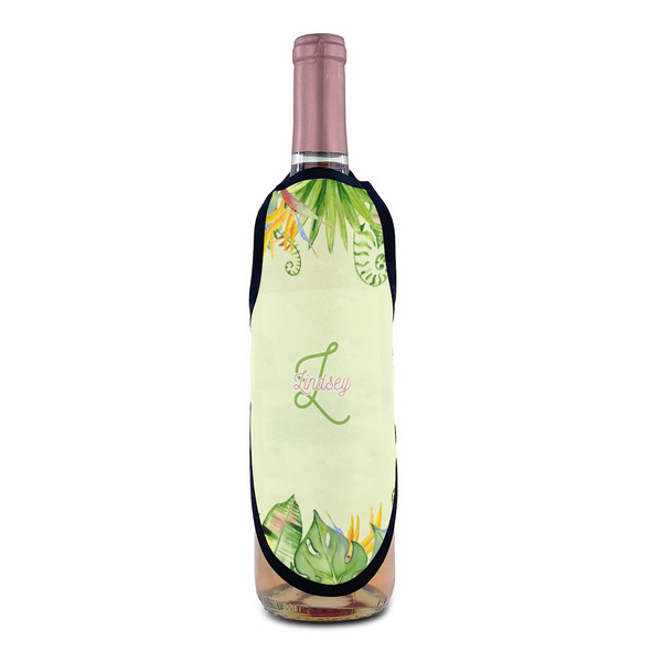 Tropical Leaves Border Wine Bottle Apron - IN CONTEXT