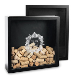 Tropical Leaves Border Wine Cork & Bottle Cap Shadow Box (Personalized)
