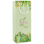 Tropical Leaves Border Wine Gift Bags - Matte (Personalized)