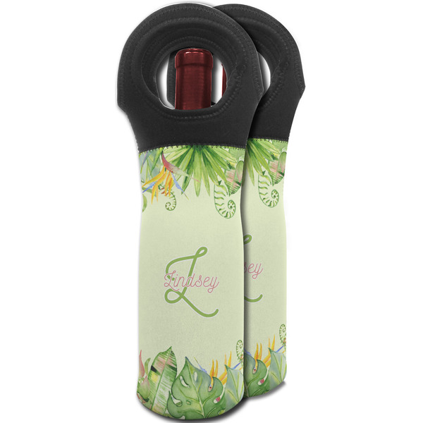 Tropical Leaves Border Wine Tote Bag - MAIN