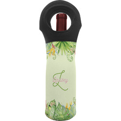 Tropical Leaves Border Wine Tote Bag (Personalized)