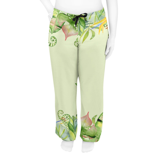 Tropical Leaves Border Women's Pj on model - Front