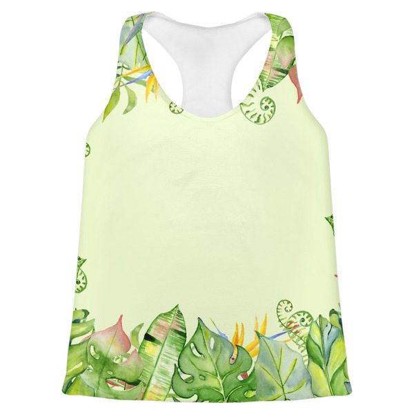 Custom Tropical Leaves Border Womens Racerback Tank Top - Small