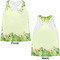 Tropical Leaves Border Womens Racerback Tank Tops - Medium - Front and Back