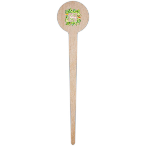 Tropical Leaves Border Wooden 4" Food Pick - Round - Single Pick