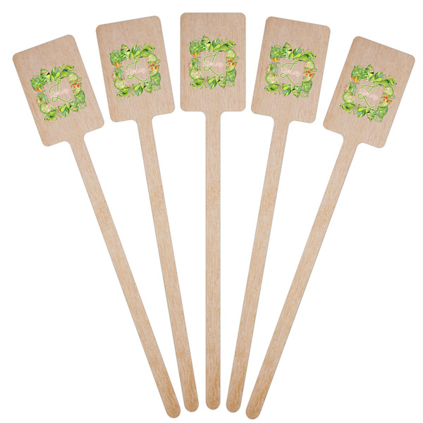 Tropical Leaves Border Wooden 6.25" Stir Stick - Rectangular - Fan View