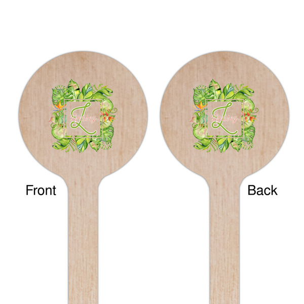 Tropical Leaves Border Wooden 6" Stir Stick - Round - Double Sided - Front & Back