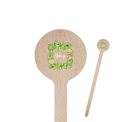 Tropical Leaves Border 7.5" Round Wooden Stir Sticks - Single Sided (Personalized)