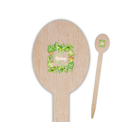 Tropical Leaves Border Oval Wooden Food Picks (Personalized)