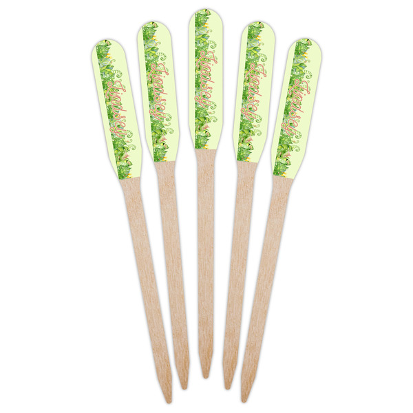 Tropical Leaves Border Wooden Food Pick - Paddle - Fan View