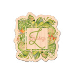Tropical Leaves Border Genuine Maple or Cherry Wood Sticker (Personalized)